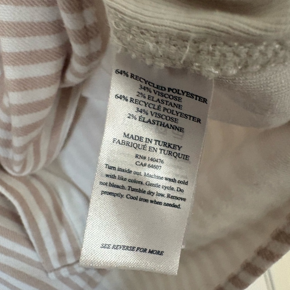 Faherty Legend Taupe and White Tannin Striped Button-Down Sweater Shirt Size M - Picture 8 of 8